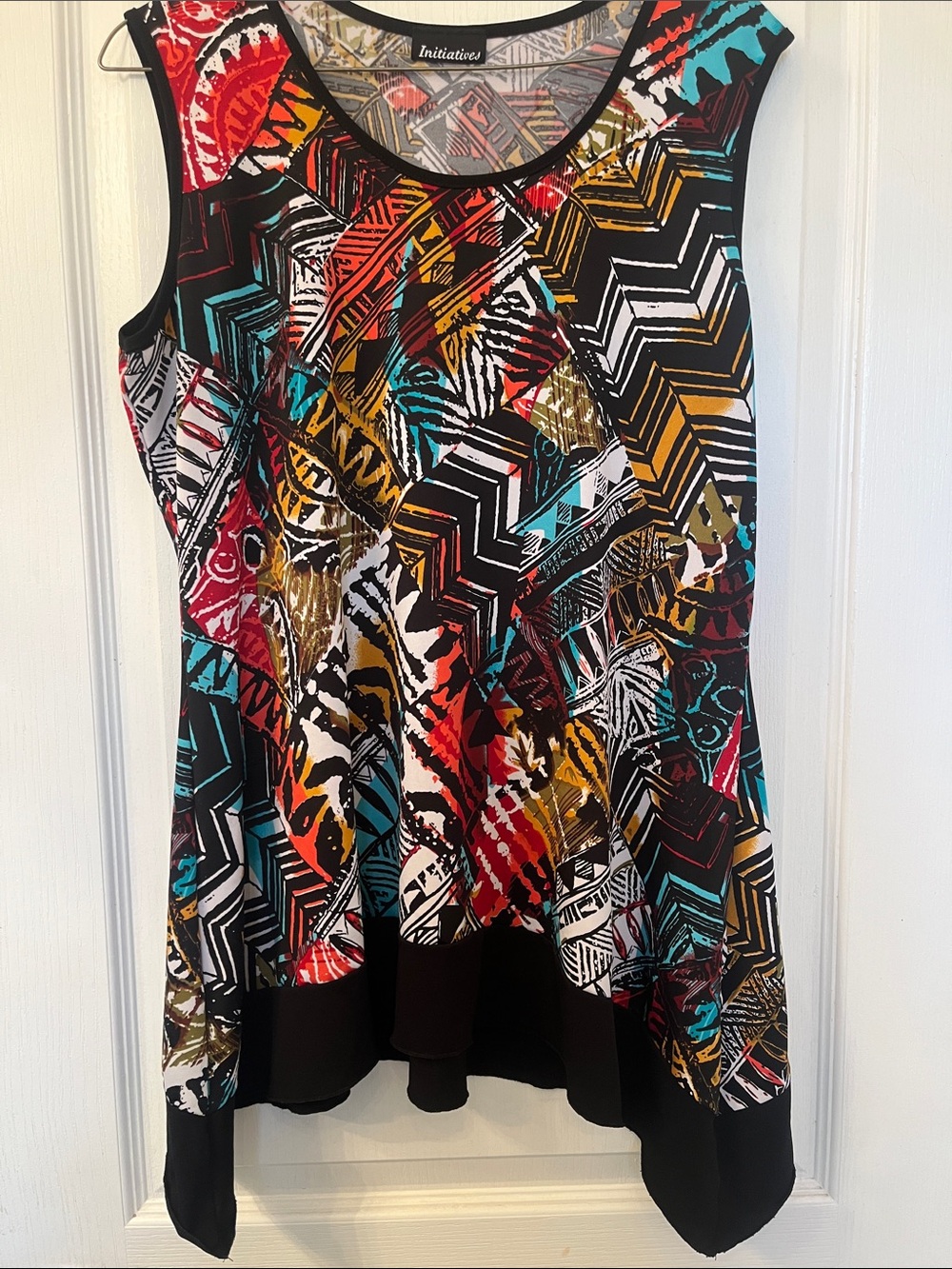 Women's Multicolor Printed Tank Top - Black Trim